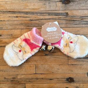 Mud Pie Pink and Cream Santa Face Socks